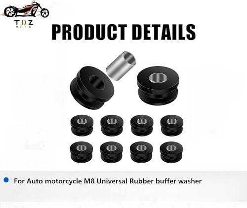 TDZ 10pcs M8 Soft Rubber Grommets๏ผrubber + steel lining buffer washer๏ผFor Motorcycle fairing, windshield, hard saddle bag bracket mounting, and many other uses