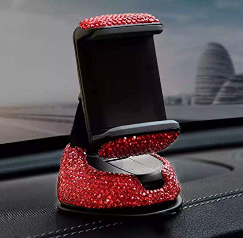 SUNCARACCL Red Bling Phone Holder for Car Windshield Dashboard and Air Vent - color: Red