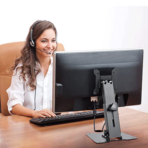 WEARSON Folding Monitor Stand - Height Adjustable Vesa Monitor Stand, Tilt, Rotation Free Standing Low Profile Desk Mount for Single Monitor up to 28 inch Screens Upgrade WS-03T