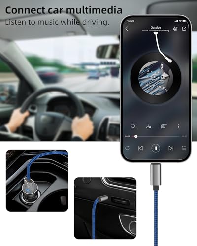 for iPhone Charger 3.5mm Jack AUX Adapter Audio (1.2m) USB C Cable Headphone Car Cord for Apple 16 15 Pro Compatible for Samsung Galaxy S25 DAC Auxiliary Dongle Auxiliar Stereo Port Android Earphone