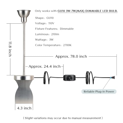 Solfres Patented Innovative Design Headboard Reading Light. No Drilling Golden Book Light for Bedtime Reading. Dimmable LED Book Reading Lamp with Bulb. Movable & Flexible, Silver - color: Silver, size: M
