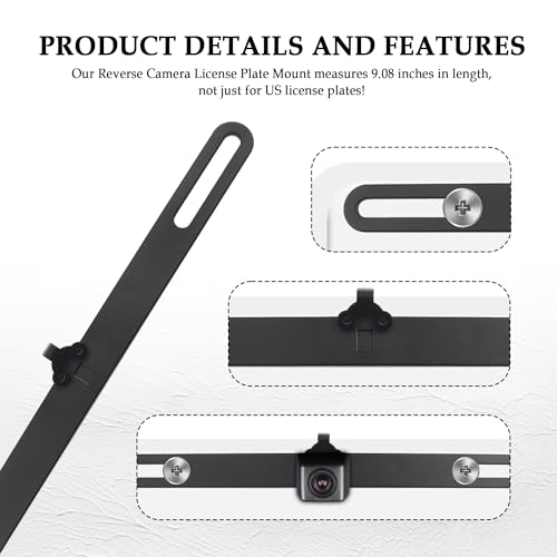 Standard License Plate Backup Camera Mounting Plate,Movable Adjustable License Plate Camera Holder Avoid Blocking,Universal Rear Cam Backup Camera Mount for Car SUV Truck