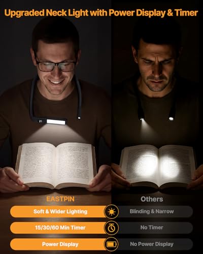 Upgraded Neck Light, Reading Light with Power Display, Timer - color: Black