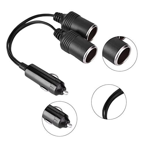 Dual Cigarette Lighter Adapter, Dual Socket for Multiple Devices Car Charger with 9.4 Inch Cable for Drivers Travelers Using Phones GPS and Dash Cams