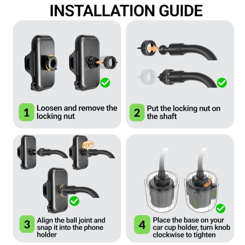 Cup Holder Phone Mount 15 Inch Adjustable Gooseneck Arm for Car