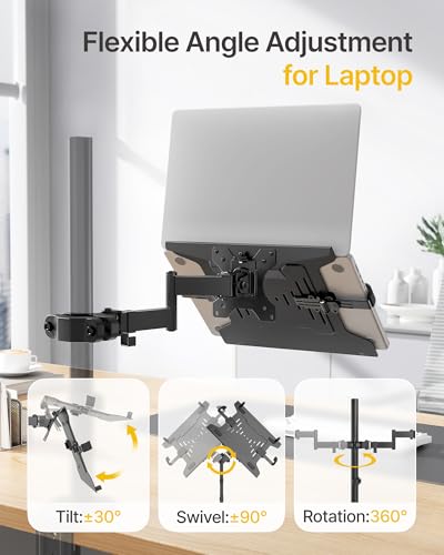 monTEK 2-in-1 Pole Mount, Laptop Tray & Monitor Arm for 10–32" Screens - size: for Laptop