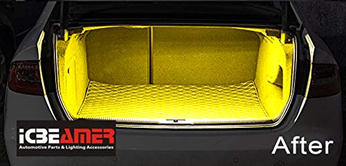 ICBEAMER 12" Amber Yellow 18SMD 2835 LED Strip Light Universal Fit Car Trunk Cargo Area or Interior Illumination - color: Yellow