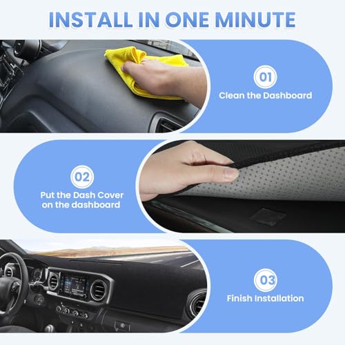 Sunsdrew Dash Cover for 2016-2022 2023 Toyota Tacoma Dashboard Cover Mat - size: 16-23 Tacoma Dash Cover