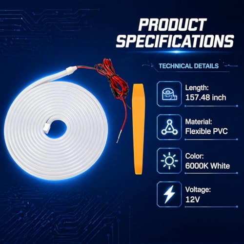 13.12Ft Car Trunk LED Light Strip, Auto Trunk On Off Sensor Ambient Lamp, Flexible Cuttable PVC Waterproof Cargo Lighting, Universal for Most Cars, SUVs, Vans (White) - color: White