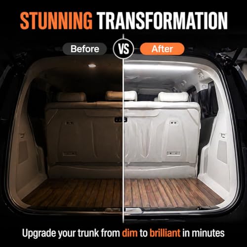 13.12Ft Car Trunk LED Light Strip, Auto Trunk On Off Sensor Ambient Lamp, Flexible Cuttable PVC Waterproof Cargo Lighting, Universal for Most Cars, SUVs, Vans (White) - color: White