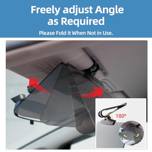 Sun Visor Extender – Sun Blocker for Car – Anti Glare Non-Polarized Car Visor Extender – Glare Guard Car Visor Extension for Night Driving, Universal Angle Adjustable UV 400 Protector