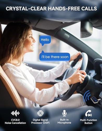 Bluetooth 5.3 AUX Receiver for Car, LED Screen, Noise Cancelling