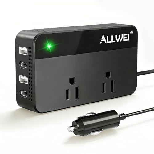 ALLWEI 200W Car Power Inverter 12V DC to 110V AC with USB C