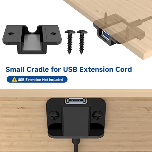 Under Desk USB Extension Cable Holder, Compact Acrylic Bracket