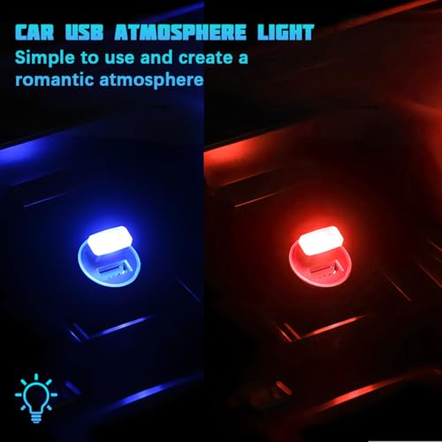 4 Pack 5 V 0.2 W USB Interior Ambient Lights, Red+Blue - color: Red+Blue