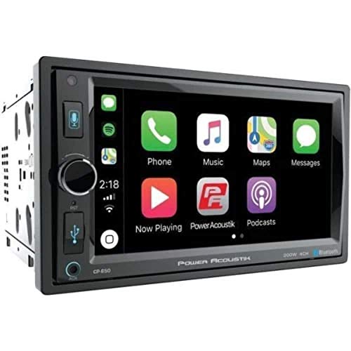 POWER ACOUSTIK CP-650 Double DIN Bluetooth In-Dash Digital Media Car Stereo Receiver with Touchscreen, Apple CarPlay, 6.5"