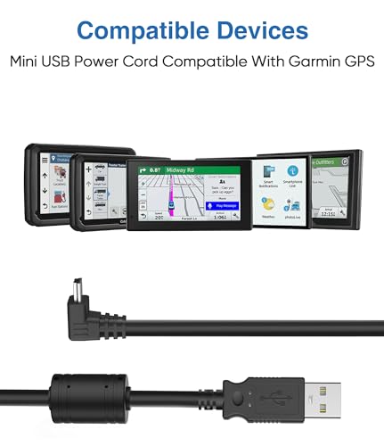 Charger Cable for Garmin GPS,3Ft 18AWG Mini USB Power Cord for Nuvi,Zumo XT - size: Mini-Downward, style: 3Ft