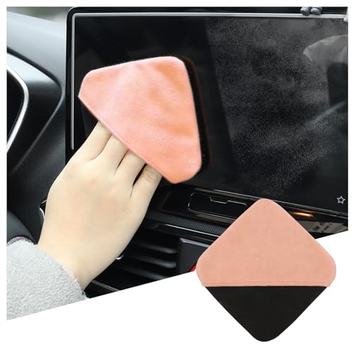 New Car Screen Cleaner Cloth,Double-Sided Car Touch Screen Cleaner Adopts Glove-Style Design,Reusable Microfiber Screens Cleaning Cloths for Dashboard & Display (Pink) - color: Pink