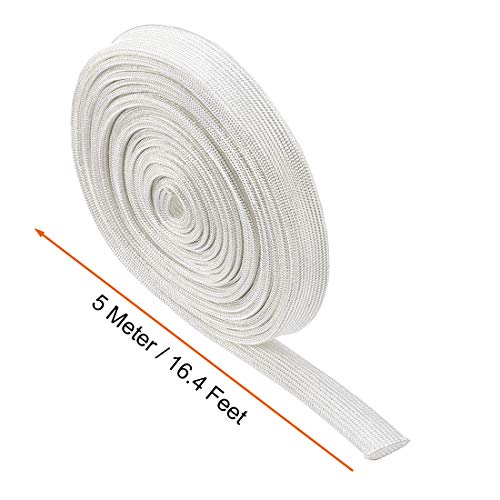 uxcell Insulation Braid Sleeving, 16.4Ft-10mm High TEMP Fiberglass Sleeve White - color: White, size: 10mm