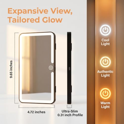 Car Sun Visor Vanity Mirror, Slim Makeup Mirror with Adjustable Straps