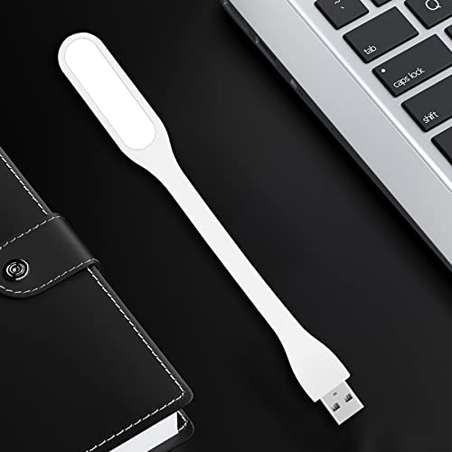 Mini Flexible Light, Portable USB Led Reading Night Lamp for PC Laptop Computer Notebook Power Bank - 2 Pack (White) - color: White