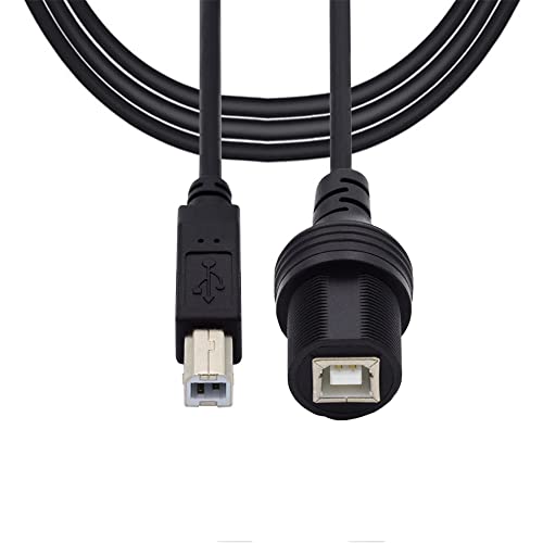 cablecc Waterproof Dustproof 480Mbps USB2.0 Standard B Type Extension Data Power Male to Female Cable Car Panel Mount Design 1m