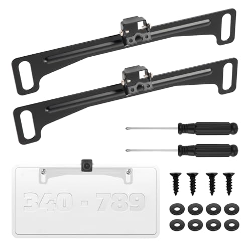 2PCS Car Backup Camera License Plate Mount,170° Adjustable Car License Plate Camera Mount No Drilling Required,Non-damaging Cars Back Up Cameras Licenses Plates Mounts