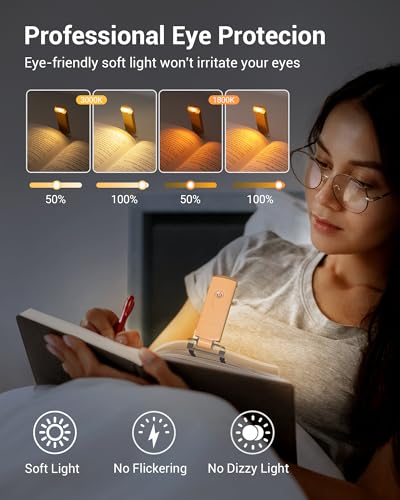 DEWENWILS LED USB Rechargeable Book Light, Clip on Reading Light Peach Fuzz - color: Peach Fuzz