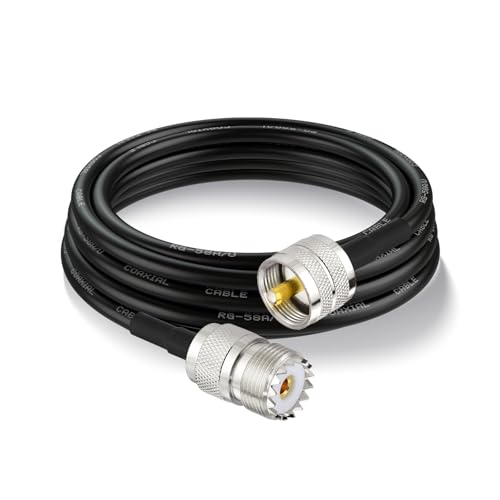 Superbat PL-259 UHF CB Coax Cable 10ft RG58 PL259 to SO239 SWR Meter Cable - size: 10ft, style: straight