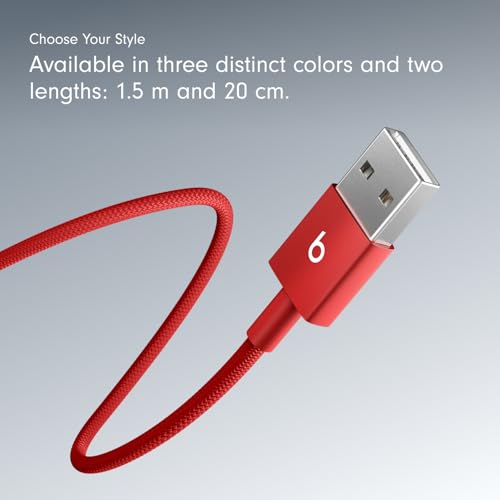 Beats USB-A to USB-C Woven Cable Fast Charging Durable and Tangle-Free Design Compatible Charger for Apple & Android Devices (1.5 m, 5 ft) - Rapid Red - color: Rapid Red, size: 5 ft, style: USB-A to USB-C