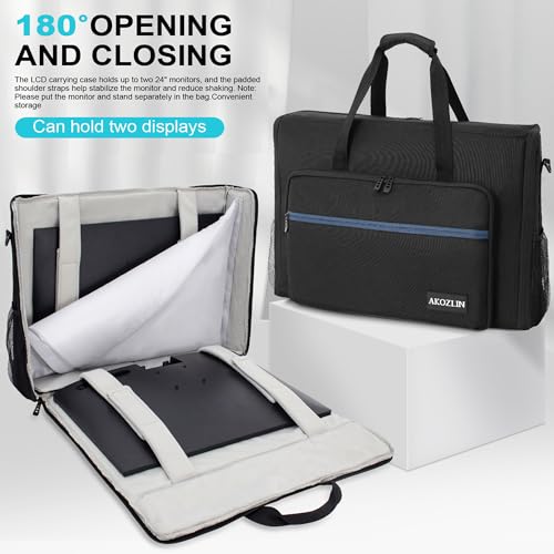 AKOZLIN 24" Dual Monitor Carrying Case, Padded Monitor Bag, TV Travel Case - size: For Dual 19"- 24" Screen