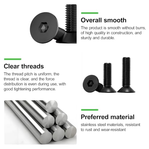 260Pcs M6 Countersunk Flat Head Phillips Machine Screws Assortment Kit, Nuts Washers with Screwdriver, M6x8/10/12/16/20/25/30mm for Electronics & Machinery - size: M6-260Pcs