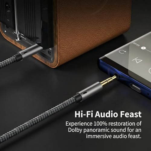 Aux Cord 3 ft,Sweat-Resistant 3.5mm Audio Cable Male to Male Stereo Hi-Fi Sound Nylon Braided aux to aux TRS 1/8 Cable for Headphones Car Home Stereos Speakers - size: 3.3Ft