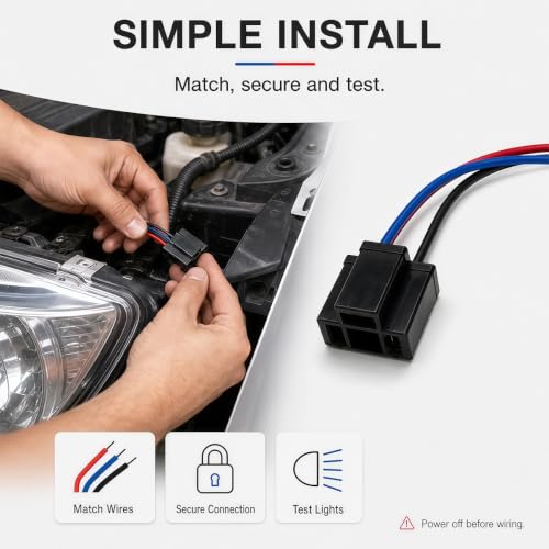 2 PCS H4 Headlight Wire Socket Connector, 12V 3 Wire Way Male/Female Fog Light Power Plug, Waterproof 3-Pin Headlight Wiring Harness Socket for Most Cars Trucks Marines