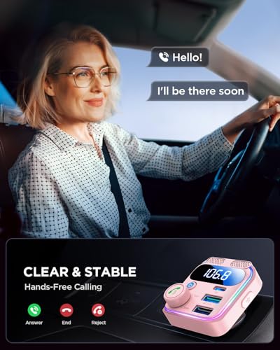 JOYROOM 81W Bluetooth 6.0 Car Adapter FM Wireless Radio Transmitter - Pink - color: Pink