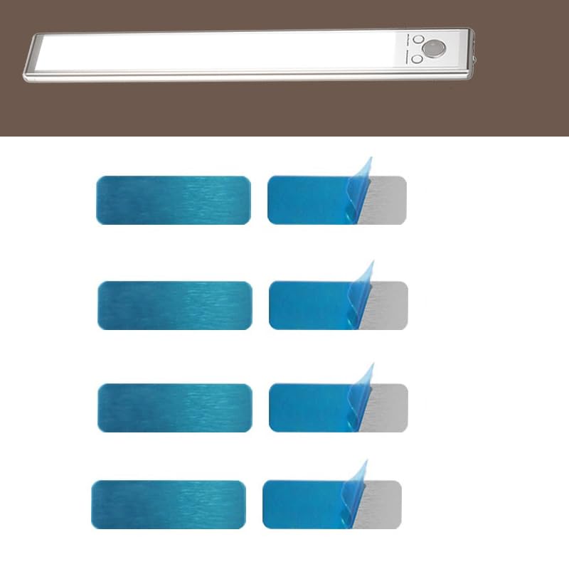 10 Pack Under Cabinet Lights Mount Metal Plates Adhesive Backing Sticky Iron Strips Sticker for Magnetic Under Cabinet Lighting Rechargeable Motion Sensor Lights Wireless Under Counter Light
