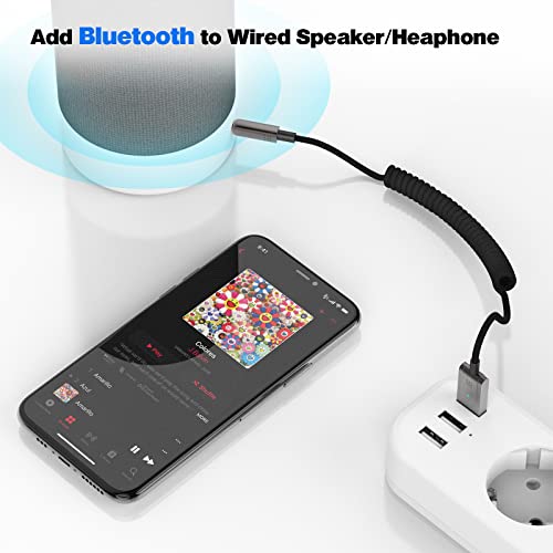 Bluetooth 6.0 Aux Adapter for Car Speaker, 3.5mm Bluetooth Receiver - color: Brown