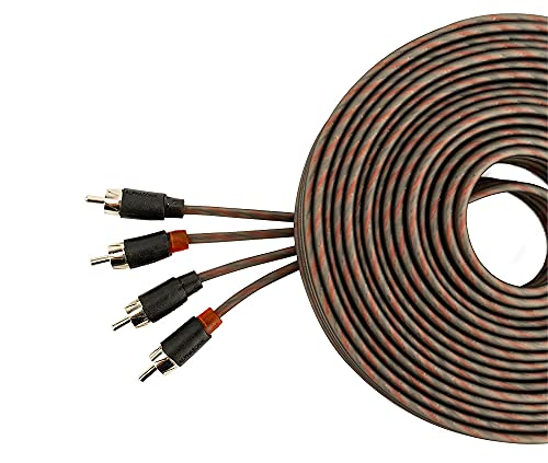 Alphasonik 17 Feet Premium 4 Channel Hyper-Flex RCA Interconnect Signal Patch Audio Cable with X-Radial Twist Wire Technology 100% Oxygen Free Copper Element Certified Multiple Applications FLEX-R44 - size: 17 Foot - 4 Channel