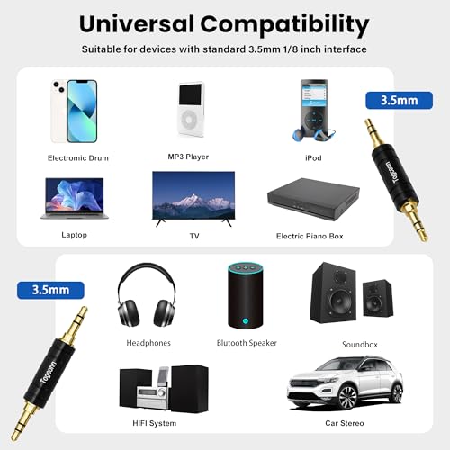 Gold-Plated 3.5mm Audio Adapter 2 Pack - 3-Pole TRS to 3.5mm Jack Coupler for BT Receiver, MP3 Player, Car Transmitter, Speakers - style: 2 Pack