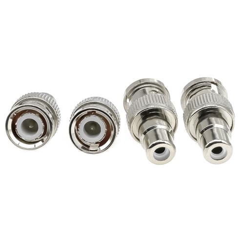 4PCS BNC Male to RCA Femele Coax Adapter, BNC RCA Coupler Adapter Copper Converter Connector for TV Monitor/CCTV Security Camera/Surveillance Systems/DVR Systems