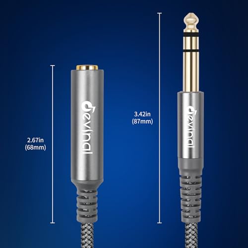 1/4 inch Headphone Extension Cable, 6.35mm TRS Male to Female Stereo Cord, Quarter Inch Guitar Cable Extender, 10ft (3 Meters) - color: Silver 3M/10FT