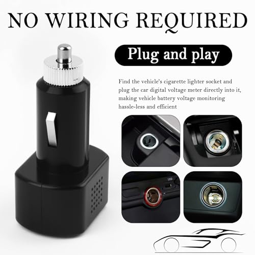 Car Cigarette Lighter Voltage Meter with LED Digital Display,Mini Car Voltage Meter for Monitoring Vehicle Battery Voltages Status,24V/12V Socket Voltmeter as Battery Voltages Meters