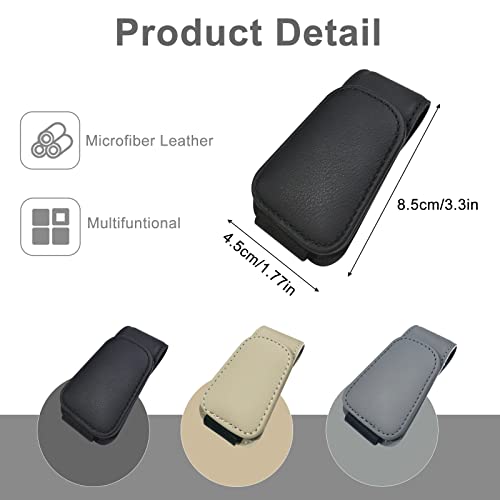 EldHus Sunglass Holder for Car Visor, Magnetic Car Glasses Holder Clip, Leather Eyeglass Holder for Car, Universal Vehicle Sunglasses Hanger Eyeglasses Mount, 1 Pack Black - color: Black