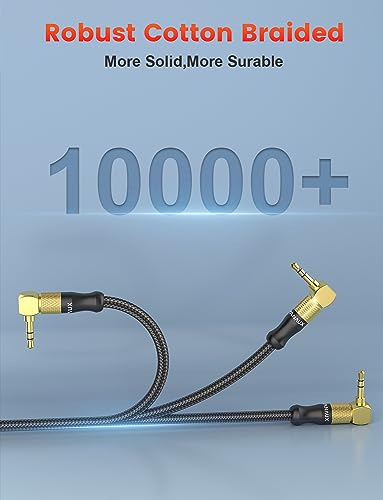 3.5mm Audio Cable, VANAUX 90 Degree Right Angle Auxiliary Cable Stereo Aux Jack to Jack Cord Compatible for Mp3 Player, Car Stereos, Smartphone, Speakers, Headphone and More(6.6ft/2m) - size: 6.6 ft