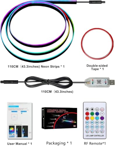 Acrylic LED Lights for Car, 43.3in RGB Interior Light Strip, 146 LEDs - size: Car Ambient Lighting Kit (1 in 1)