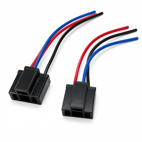 2 PCS H4 Headlight Wire Socket Connector, 12V 3 Wire Way Male/Female Fog Light Power Plug, Waterproof 3-Pin Headlight Wiring Harness Socket for Most Cars Trucks Marines