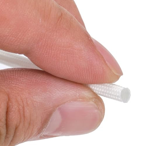uxcell Insulation Braid Sleeving, 16.4Ft-1mm High Temp Fiberglass Sleeve White - color: White, size: 1mm