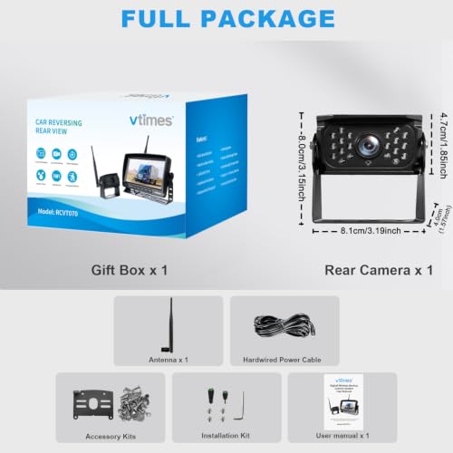 VTimes RV Backup Camera for Car, Wireless Back Up Camera Systems for Truck - color: 1-Camera
