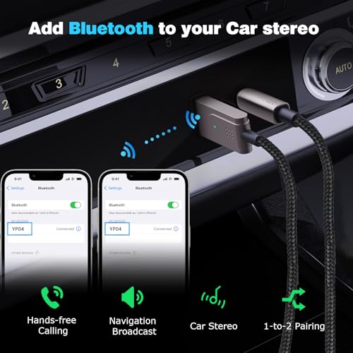 Bluetooth 6.0 Aux Adapter for Car Speaker, 3.5mm Bluetooth Receiver - color: Brown
