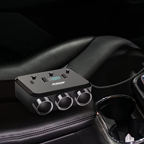 Cigarette Lighter Splitter, 12V/24V 3-Socket Vehicles Adapter - size: 65PD